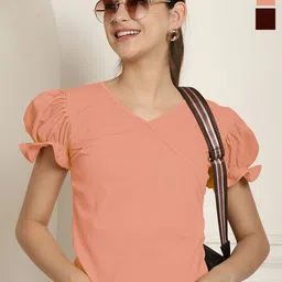 Metronaut Puff Sleeve Peplum Top-picture-33