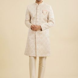 Manyavar Men Sequinned Woven Design Brocade Sherwani Set-picture-22