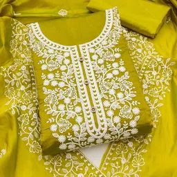 SAINOOR Floral Embroidered Chanderi Cotton Semi-Stitched Dress Material-picture-31