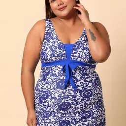 WomanLikeU Printed Swim Dress With Attached Shorts-image-43