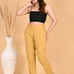 SKYTICK Women Textured Slim Fit Cotton Trouser-image-97