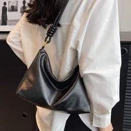 PURPLEHUNT Women Textured Half Moon Shoulder Bag image 1