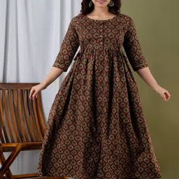 Queens Closet Women Ethnic Motifs Printed Daily Cotton Anarkali Kurta-picture-29