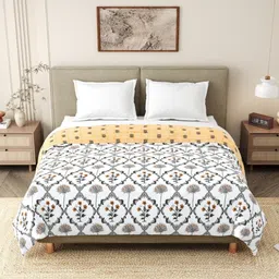 INDRA'S Yellow Floral Heavy Winter 150 GSM Quilt-picture-27