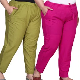 Prin Fashion House Women Pack Of 2 Plus Size Relaxed Straight Leg Cotton Easy Wash Trouser-picture-40