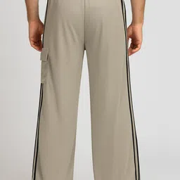 HRX by Hrithik Roshan Men Striped Mid-Rise Straight Fit Cargos Track Pant image 3