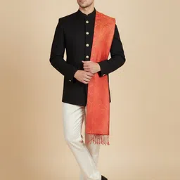 MUFFLY Men Paisley Printed Fringed Border Stole image 4