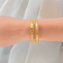 Zeraki Jewels Set Of 2 Textured Gold-Plated Bangles image 4