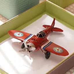 Pure Home and Living Red & Blue Metal Decorative Vintage Plane Showpiece-image-31
