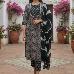 Rangita Women Paisley Printed Kurta with Trousers & Dupatta image 4