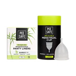 PEESAFE Leakproof Menstrual Hygiene Cup- Large & Bio Panty Liners image 1