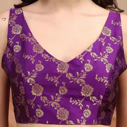 Tikhi Imli Woven Design Brocade Saree Blouse image 5