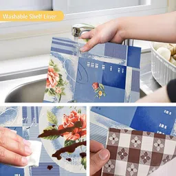 Kuber Industries Blue & Orange 3 Pieces Printed Shelf Liner Organisers image 3