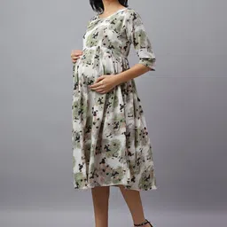 Mammas Maternity Printed Maternity A-Line Midi Dress image 2