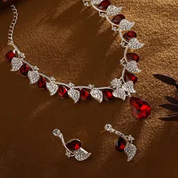 Atasi International Silver-Plated Crystals & American Diamond Studded Jewellery Set-picture-45
