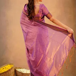 RIDDHIMAN FASHION Tissue Paithani Saree With Unstiched Blouse Piece image 5