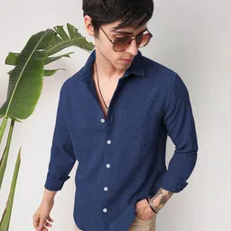 Moda Rapido Men Blue Solid Casual Shirt-image-55
