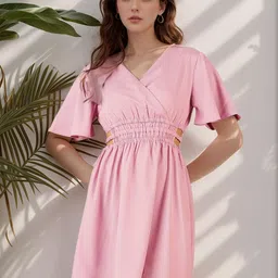 ZYNG Flared Sleeve A-Line Dress-picture-35