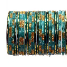 TRIOXY Turquoise Blue Glass Artificial Stones & Beads Bangle image 1
