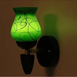 1ST TIME Green & Green Printed Wood Contemporary Abstract Shaped Shaped Wall Lamp image 3