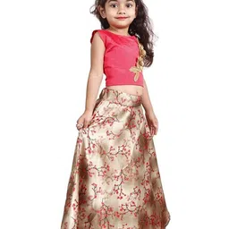 BAESD Girls Embroidered Mirror Work Tie and Dye Ready to Wear Lehenga & Blouse With Dupatta image 3