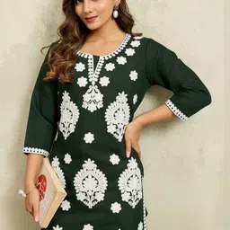KALINI Women Ethnic Motifs Embroidered Chikankari Kurti image 4
