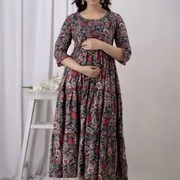 SupBir Women Checked Maternity Anarkali Kurta-picture-17