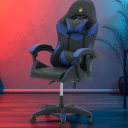 royaloak Blue Hawk Leatherette Gaming Chair In Blue Color image 1