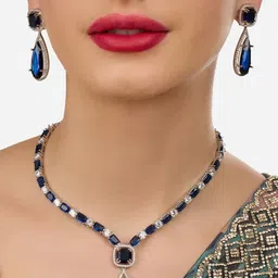 AMI Silver-Plated Cubic Zirconia-Studded Jewellery Set-image-41