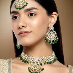 Peora 18K Gold-Plated Traditional Kundan Jewellery Set-picture-38