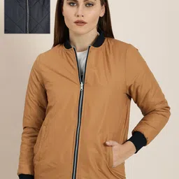 ether Women Brown Reversible Bomber Jacket-picture-26