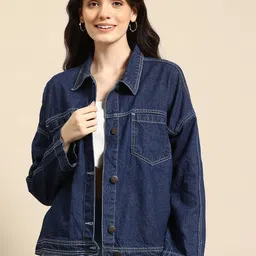 Mast & Harbour Women Pure Cotton Denim Jacket-picture-31