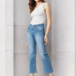 DressBerry Women Wide Leg Light Fade Stretchable Jeans-image-30