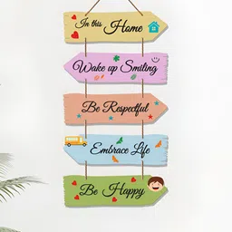 ArtVibes Green & Pink In This Home Printed Wall Hanging-image-77