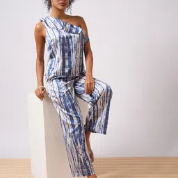 Globus Abstract Printed One Shoulder Top With Trousers-picture-23