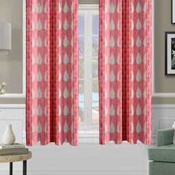 Aura Pink & White Set of 2 Ethnic Motifs Window Curtain-picture-30
