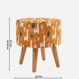 RIANCE CREATIONS Brown Printed Ottoman With Wooden Legs image 2