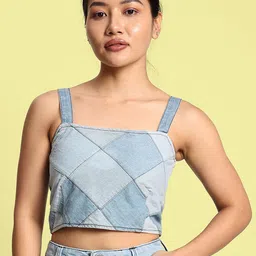 URA STREET Women Solid Shoulder Straps Pure Cotton Top image 3