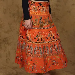 Exotic India Printed Pure Cotton Wrap-Around Midi Skirt image 4