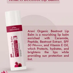 Aravi Organic Tinted Beetroot Lip Balm With SPF 50- 5g image 2