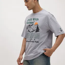 The Roadster Life Co. Typography & Graphic Print Drop-Sleeves Pure Cotton Relaxed T-shirt image 5