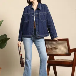Mast & Harbour Women Pure Cotton Denim Jacket image 5