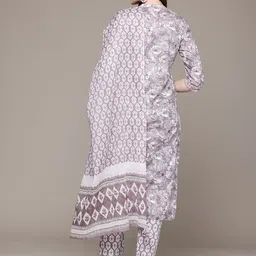 Readiprint Fashions Floral Printed Sequinned Pure Cotton Kurta With Trousers & Dupatta image 4