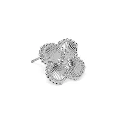 Estele Rhodium-Pated Floral Studs image 4
