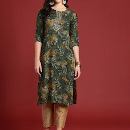 Anouk Women Floral Printed Thread Work Kurta image 3