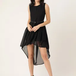 Belle Fille Women Black Solid A-Line Dress-picture-43