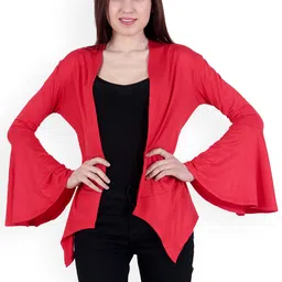 SCORPIUS Red Solid Open Front Shrug-picture-20