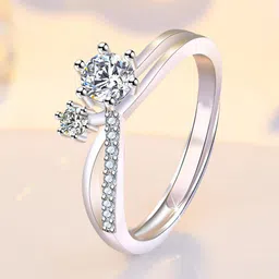 Jewels Galaxy Silver-plated AD-studded Adjustable Finger Ring-picture-32