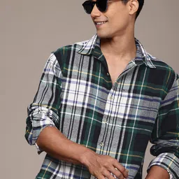 WROGN Comfort Fit Checked Pure Cotton Casual Shirt-picture-33
