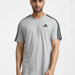 Adidas Grey Cotton Regular Fit Striped Sports T-Shirt-image-38